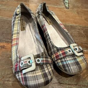 American Eagle Outfitters Plaid Ballet Flats in Brown, Red, Yellow